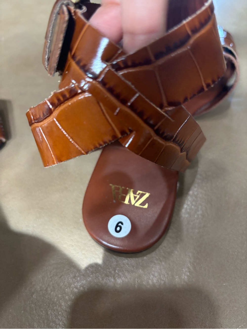 Zara Cognac Brown Woven Leather Buckle Flats - Picture 6 of 6